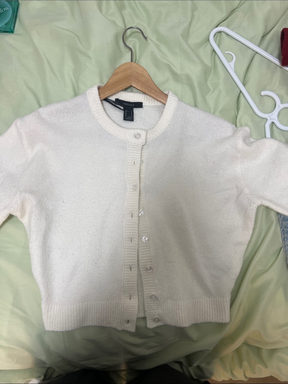 Eileen Fisher Ivory Button-Front Crewneck Cardigan